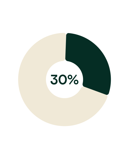 Quota di partecipazione di SUEZ Italy nel progetto, parti al 30%, mostrata in un grafico a torta