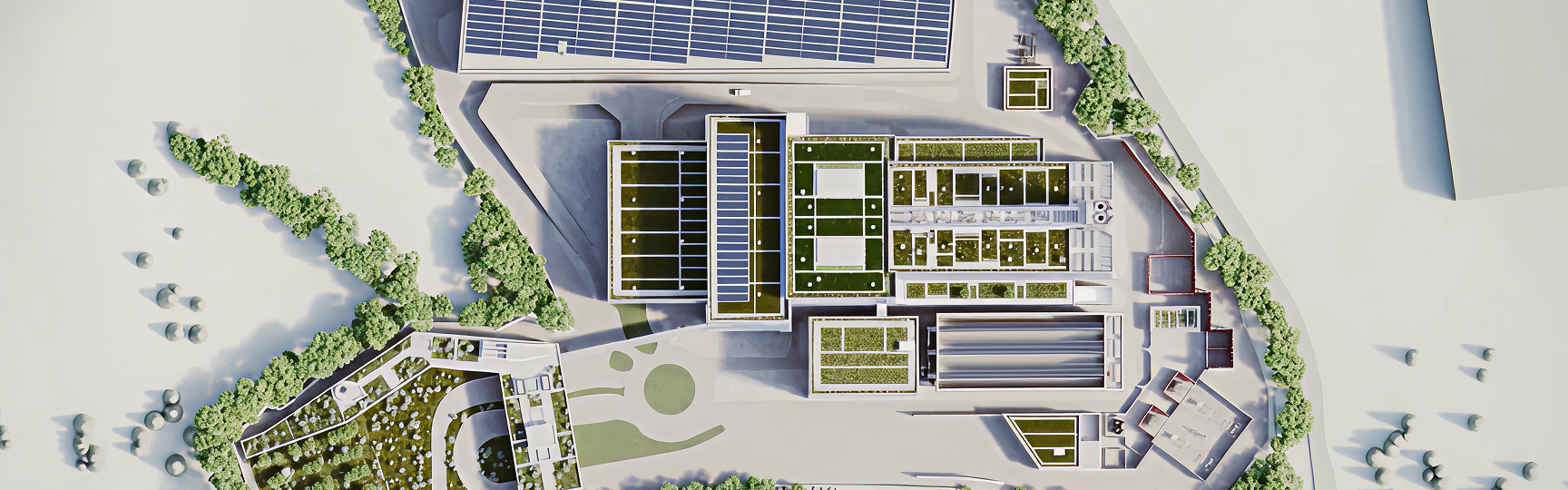 Rendering del Termovalorizzatore di Roma con vista dall'alto