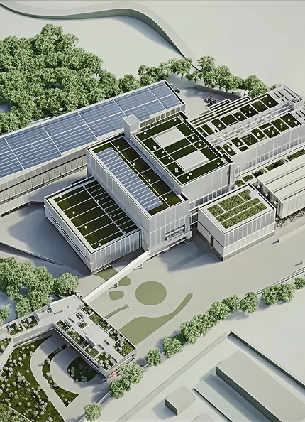 Rendering del Termovalorizzatore di Roma con vista dall'alto