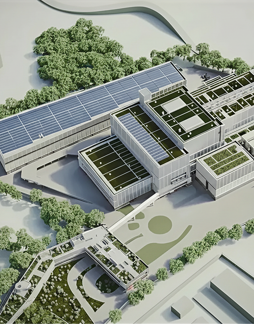 Rendering del termovalorizzatore di Roma, vista laterale