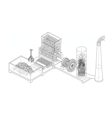 Infografica sintetica del funzionamento di un termovalorizzatore: i rifiuti vengono bruciati per produrre energia, mentre i fumi sono filtrati e i residui gestiti